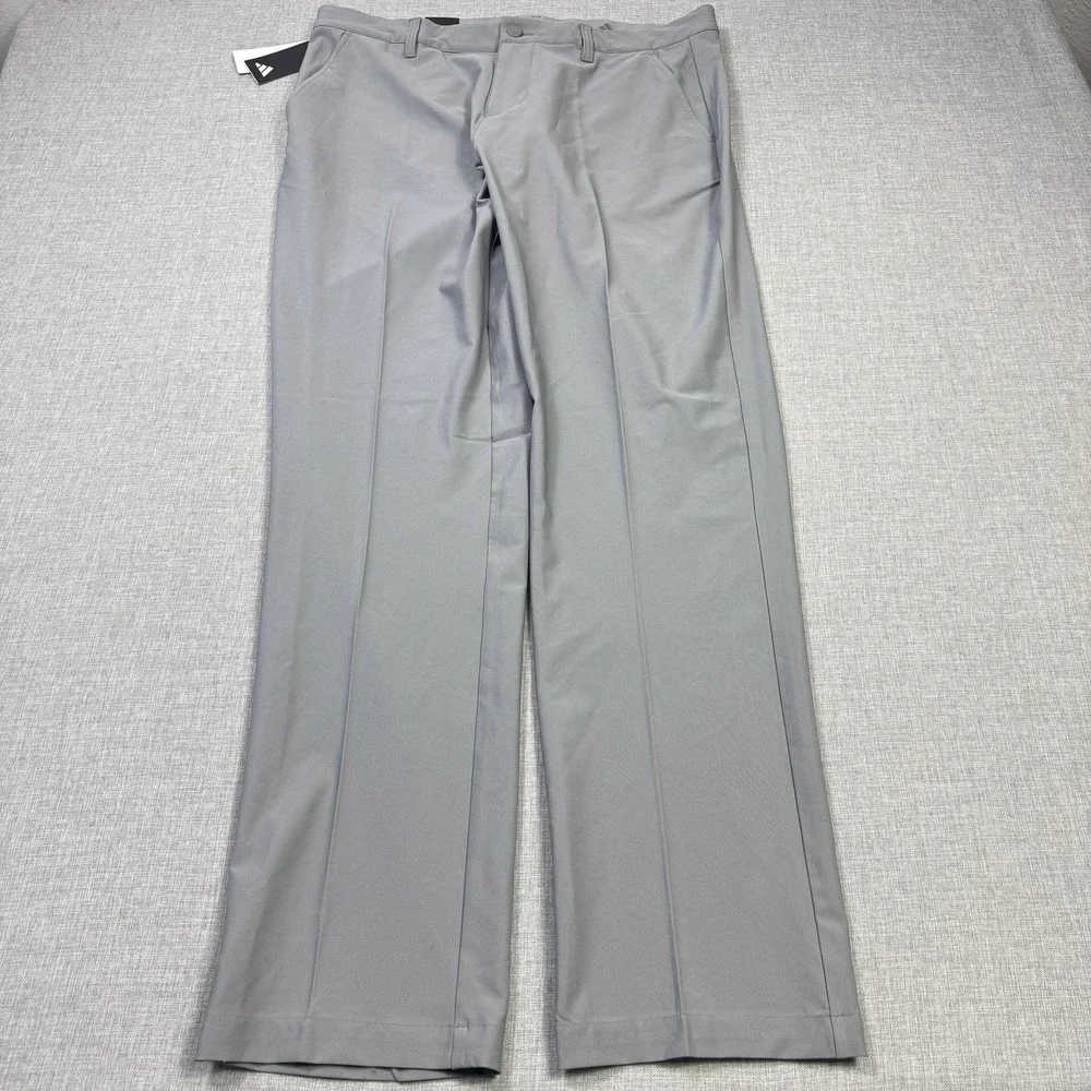 Adidas Golf MOD Chino Pants Mens 36x35 Gray Polyester Spandex Stretch Flat Front